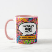 Persoonlijke Werelds Beste Moeder Leuk Roze Stripb Mok (Links)
