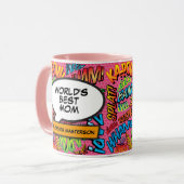 Persoonlijke Werelds Beste Moeder Leuk Roze Stripb Mok (Voorkant links)