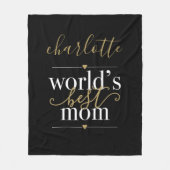 Persoonlijke Werelds Beste Moeder Zwart En Goud Fleece Deken (Voorkant)