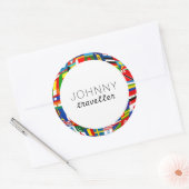 Persoonlijke wereldvlaggen ronde sticker (Envelop)
