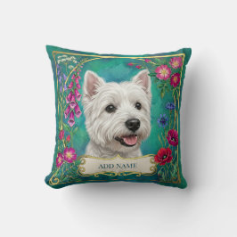 Persoonlijke West Highland Dog Teal Bloemenkussen Kussen