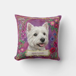Persoonlijke West Highland-hond Roze Bloemenkussen Kussen