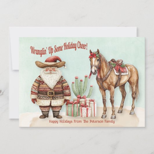 Persoonlijke Westerse Kerstman Feestdagenkaart (Voorkant)