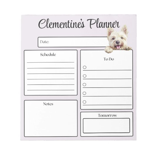 Persoonlijke Westie Dagelijkse Planner Notitieblok (Voorkant)