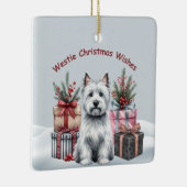 Persoonlijke Westie met cadeaus ornament (Rechts)