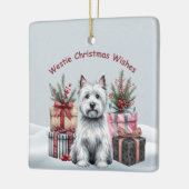 Persoonlijke Westie met cadeaus ornament (Links)
