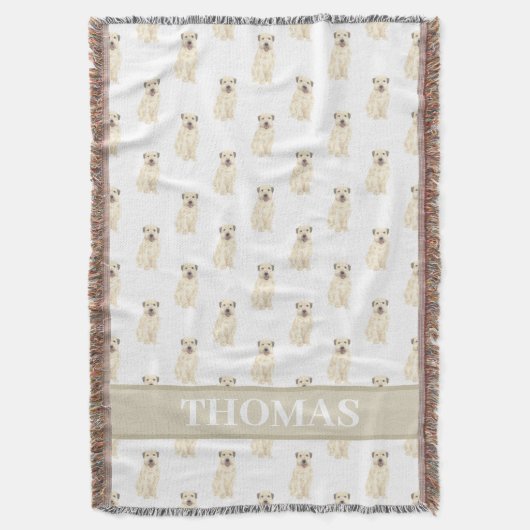 Persoonlijke Wheaten Terrier Tane en Witte Deken (Voorkant Verticaal)