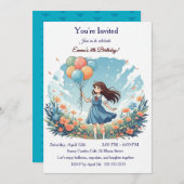 Persoonlijke Whimsical Anime Meisje 8e Verjaardag  Kaart (Voorkant / Achterkant)