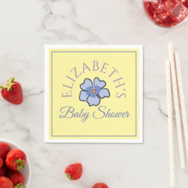 Persoonlijke Whimsical Bloemige Gele Baby Shower Servet