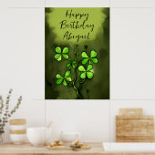 Persoonlijke Whimsical Clovers Happy Birthday Poster (Keuken)