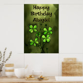 Persoonlijke Whimsical Clovers Happy Birthday Poster (Keuken)