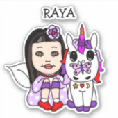 Persoonlijke Whimsical Fairy en Unicorn Sticker (Voorkant)