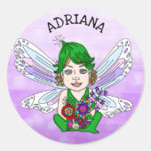Persoonlijke Whimsical Fairy Name Ronde Sticker (Voorkant)