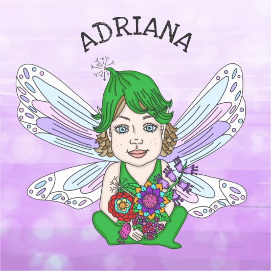 Persoonlijke Whimsical Fairy Name Sticker (Voorkant)