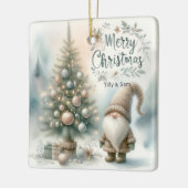 Persoonlijke Whimsical Gnome Kerstboom  Keramisch Ornament (Links)