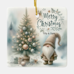 Persoonlijke Whimsical Gnome Kerstboom  Keramisch Ornament