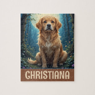 Persoonlijke Whimsical Golden Retriever Zittend Legpuzzel