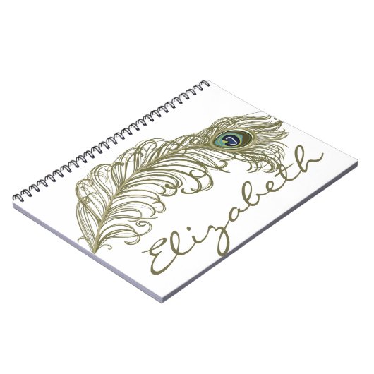 Persoonlijke whimsical Peacock Feather-laptop Notitieboek (Linkerzijde)