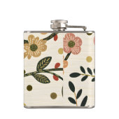 Persoonlijke Whimsical Retro Herfst Bloem Heupfles (Achterkant)