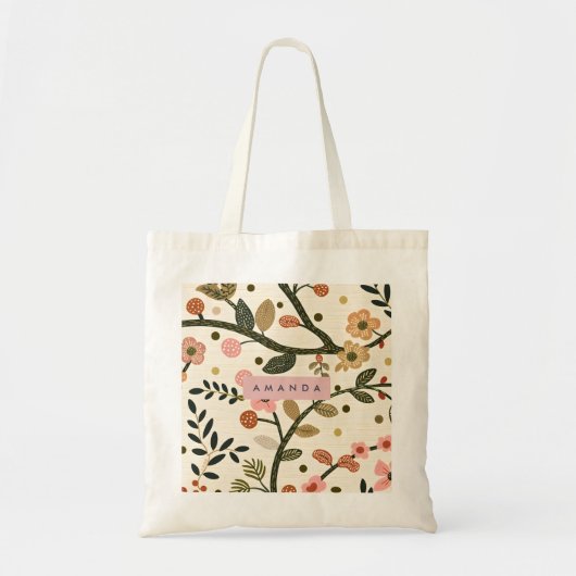 Persoonlijke Whimsical Retro Herfst Bloem Tote Bag (Voorkant)