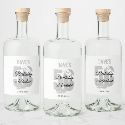 Persoonlijke White 50th Any Age Birthday Party Likeurfles Etiket (Flessen)