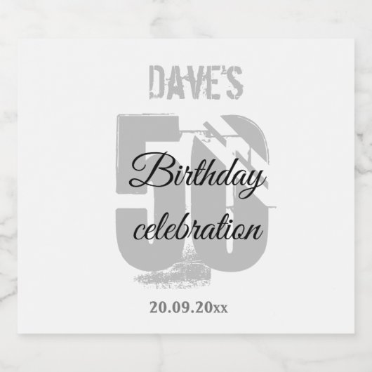 Persoonlijke White 50th Any Age Birthday Party Likeurfles Etiket (Enkel label)