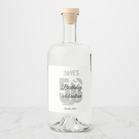 Persoonlijke White 50th Any Age Birthday Party Likeurfles Etiket (Voorkant)