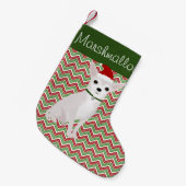 Persoonlijke White Chihuahua met Santa Hat Kleine Kerstsok (Voorkant (Hangend))