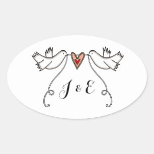 Persoonlijke White Doves Wedding Sticker