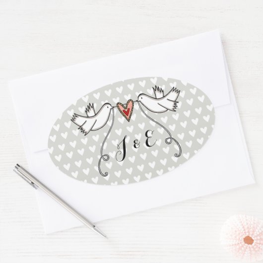 Persoonlijke White Doves Wedding Sticker (Envelop)
