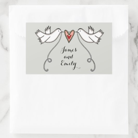 Persoonlijke White Doves Wedding Sticker (Tas)