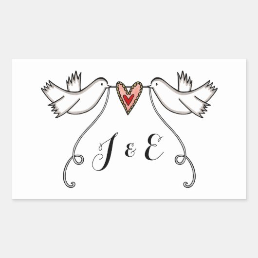 Persoonlijke White Doves Wedding Sticker (Voorkant)