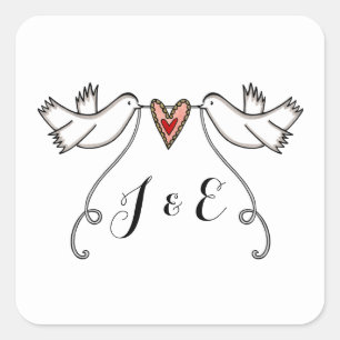 Persoonlijke White Doves Wedding Sticker