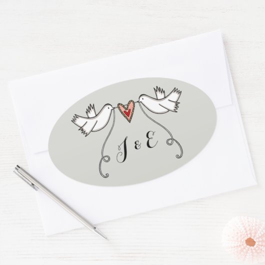 Persoonlijke White Doves Wedding Sticker (Envelop)