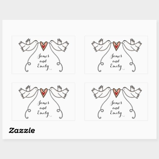 Persoonlijke White Doves Wedding Sticker (Vel)