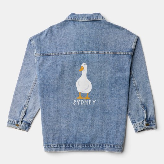 Persoonlijke White Duck Illustratie Denim Jacket (Achterkant)