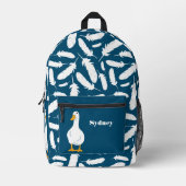 Persoonlijke White Duck Illustratie met veren Bedrukte Rugzak (Voorkant)