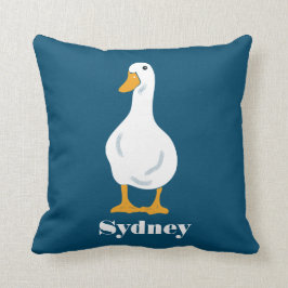 Persoonlijke White Duck Illustratie met veren Kussen