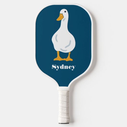 Persoonlijke White Duck Illustratie met veren Pickleball Paddle (Voorkant)