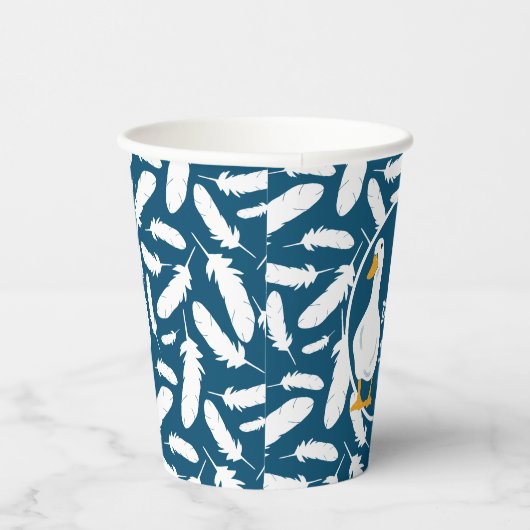 Persoonlijke White Duck Illustration Navy Blue Papieren Bekers (Rechts)