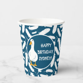 Persoonlijke White Duck Illustration Navy Blue Papieren Bekers
