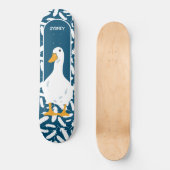 Persoonlijke White Duck Illustration Navy Blue Persoonlijk Skateboard (Voorkant)
