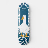 Persoonlijke White Duck Illustration Navy Blue Persoonlijk Skateboard (Voorkant)