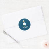 Persoonlijke White Duck Illustration Navy Blue Ronde Sticker (Envelop)