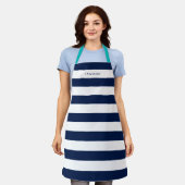 Persoonlijke White Stripes en Bewerkbare Kleur Schort (Gedragen)