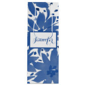 Persoonlijke wijn bloemendesign blauwe cadeautas (Voorkant)