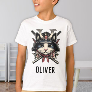 Persoonlijke Wijze Samurai Krijger Kat T-shirt