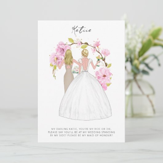 Persoonlijke 'Wil je mijn bruidsmeisje zijn' kaart (Staand voorkant)