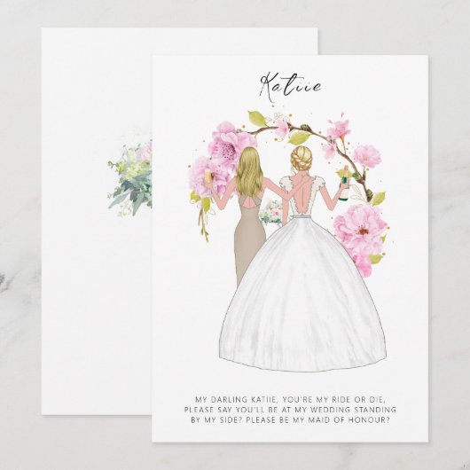 Persoonlijke 'Wil je mijn bruidsmeisje zijn' kaart (Voorkant / Achterkant)