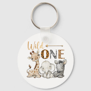 Persoonlijke WILD ONE Safari eerste verjaardag Bab Sleutelhanger